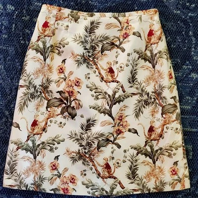 Falda Talbots Mujer Línea A Monos Selva Talla 8 Forrada Algodón Rodilla HECHA EN EE. UU. Foto 1 de 4