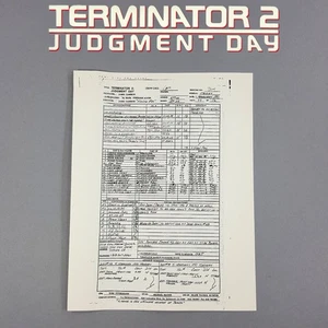 Terminator 2 - Production Used Call Sheet, Hospital Escape, Main Cast - Picture 1 of 9
