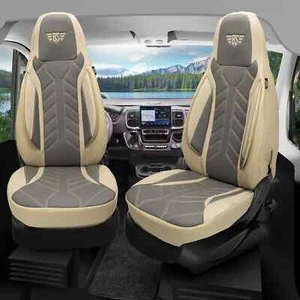 Fundas de asiento de autocaravana piloto adecuadas para Adria Mobil Coral (gris-beige) - Imagen 1 de 12