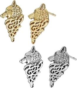 Wolf Stud Earrings for Men Women Personalized Punk Vintage Tiny Animal Dog Head - Picture 1 of 7