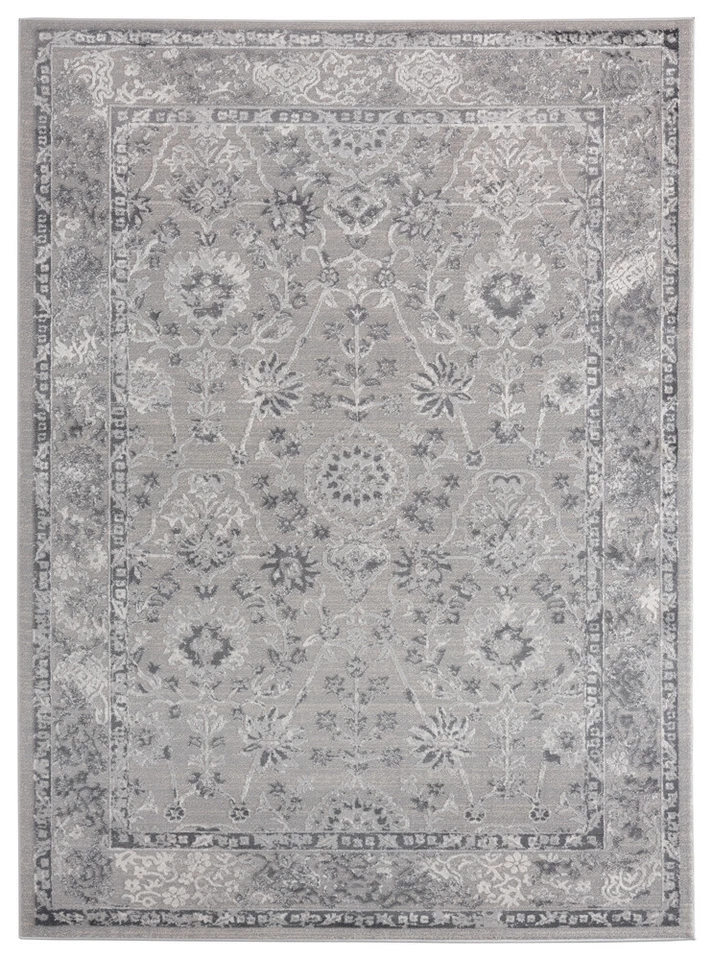 United Weavers Grey Contemporary Leaves Petals Area Rug Bordered 2601 10272 - Image 1 of 4