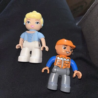 3-Lego DUPLO Mini Figure  CONSTRUCTION Minifig Toy man orange helmet + Women - Image 1 of 3