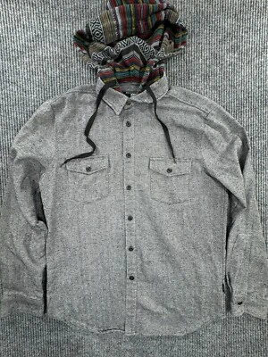 Beautiful Giant Shirt Men's Small Gray Long Sleeve Button Front Unique Hoodie - Image 1 of 4