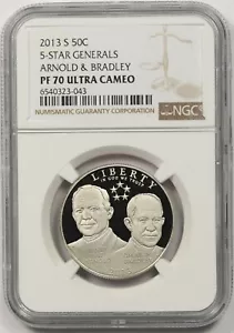 2013-S 5-Star Generals 50C NGC PF 70 UCAM Modern Commemorative Half Dollar - Picture 1 of 4