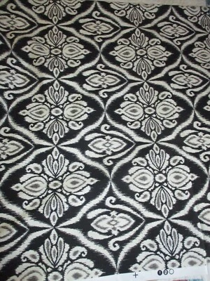 5 1/2 yardas. Tela de tapicería diseño IKAT negro blanco gris 56" de ancho algodón sin usar Foto 1 de 2