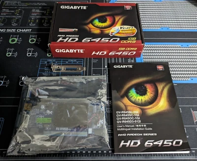 Gigabyte ATI Radeon HD 6450 OC 1GB DDR3 SDRAM PCI Express x16 GPU GV-R645OC-1GI - Image 1 of 4