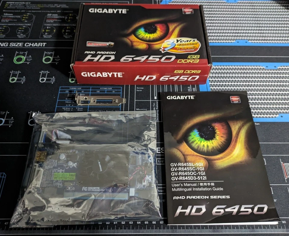 Gigabyte ATI Radeon HD 6450 OC 1GB DDR3 SDRAM PCI Express x16 GPU GV-R645OC-1GI - Image 1 of 4