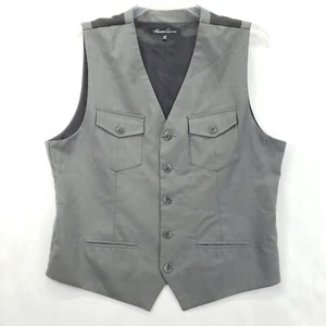 Kenneth Cole Vest Waistcoat Mens XL Gray Pockets Adjustable Back Classic V-Neck - Picture 1 of 11