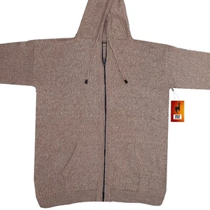 SUÉTER CON CAPUCHA DE ALPACA ANDINA HECHO A MANO PARA HOMBRE CREMALLERA SÓLIDA TALLA L - Imagen 1 de 8