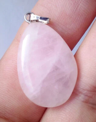 pendentif unique n°1 forme goutte en quartz rose pierre naturelle - Photo 1/4