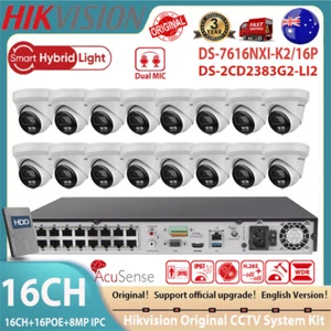 Hikvision 16CH POE Security System 4K 8MP ColorVu3.0 Dual MIC Acusense IP Camera - Picture 1 of 27