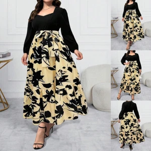 Plus Size Women Floral Long Maxi Dress Colorblock Cocktail Party Dress Ball Gown - Picture 1 of 17