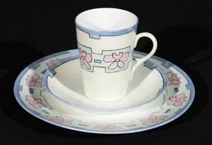 Tríos de platillos de taza Art Deco antiguos (8) pintados a mano firmados L. Allen 1920 raros - Imagen 1 de 7