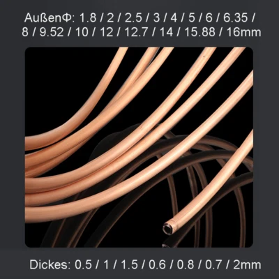 Kupferrohr Stange Kupfer Rohr ID 0.8-12 mm AD 1.8-16 mm Mikrobohrung Kupferrohr - Bild 1 von 4