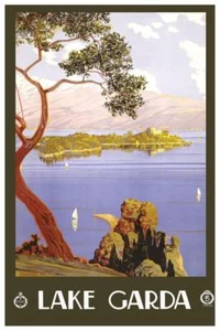 Vintage Reise A3 Reproduktion Poster @ LAKE GARDA matt Leinwand Fotopapier - Bild 1 von 1
