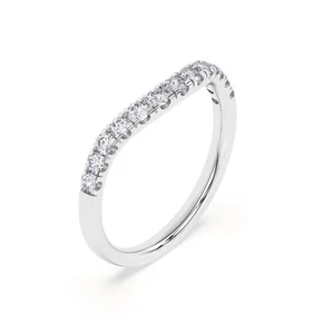 0.40 Ct Lab Grown Diamond Women's Curved Shape Wedding Band For Women 925 Silver - Picture 1 of 12