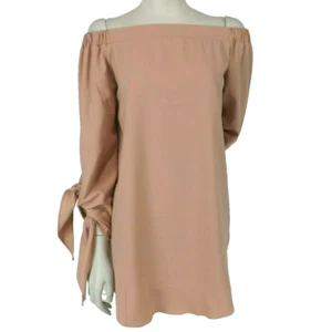 Debbie Dabble Dress Blush Pink Size 6 Off Shoulder Short Tie Cuff 3/4 Sleeves - Picture 1 of 9