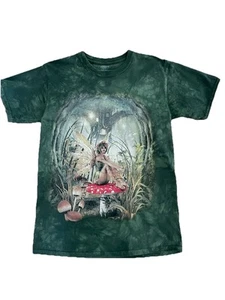 The Mountain Fairy Mushroom Tie Dye T-Shirt Size Medium Green EUC - Picture 1 of 7