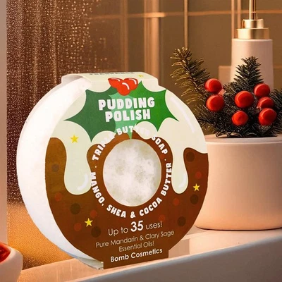 BOMB COSMETICS Christmas Exfoliating Soap Sponge Shower Body Buffer Spice Scent Moisturising