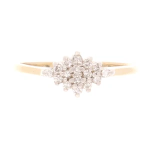 9Carat Yellow Gold 0.15ct Diamond Cluster Ring (Size N 1/2) 10x6.5mm Head - Picture 1 of 4