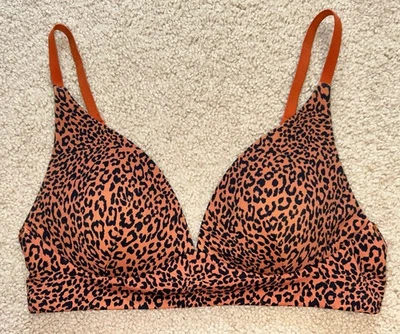 EUC Ladies Ambrielle Orange and Black Padded Bra with Modern Animal Print Sz S - Image 1 of 4