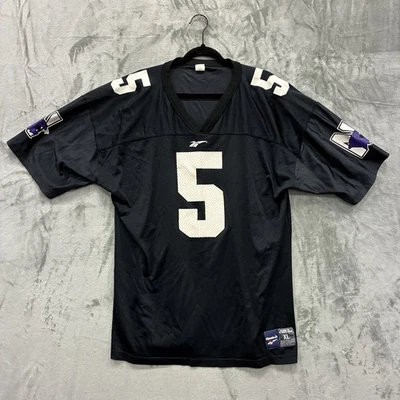 Винтажная футболка 90-х Reebok Northwestern Wildcats No5 размер XL черная мужская NCAA - Изображение 1 из 4