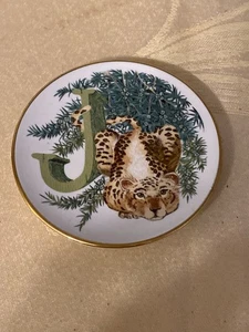 Vintage 1983 Franklin Porzellan Miniatur Tier Alphabet Teller J Jaguar 3,25 Zoll - Bild 1 von 2