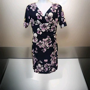 Lauren Ralph Lauren Kleid Damen Größe 12 Blumenmuster Kurzarm Knielang - Bild 1 von 5