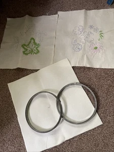 2 Vtg metal spring tension cork-lined embroidery hoops 6” unbranded MADE IN USA - Picture 1 of 3