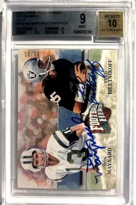 2009 U.D Heroes Autograph Gold Don Maynard Fred Biletnikoff #16/20 BGS 9 w 10 Au - Image 1 of 2