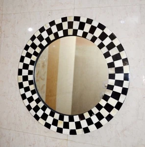 Mirror Wall Mount Bedroom Checker Horn/Bone Frame Accessories Decorative Decor - Picture 1 of 1