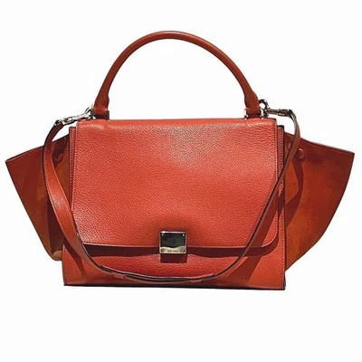 Auténtico bolso de hombro de gamuza de becerro rojo trapecio Celine de colección Foto 1 de 4