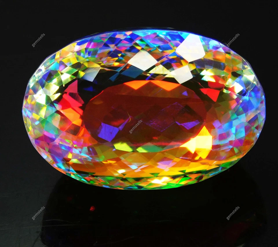 Oval Cut CERTIFIED 130 Carat A++ Rainbow Mystic Quartz Loose Gemstone - Image 1 of 4