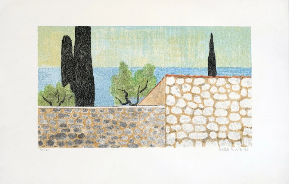 Herbert BREITER, Zypressenspitzen aus 1996 - Lithographie in Farbe - Bild 1 von 1