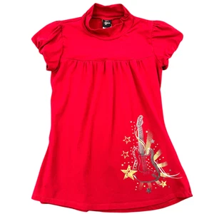 Hannah Montana Red Short Sleeve Guitar Print Graphic Tee Tshirt Girls Large - Picture 1 of 8