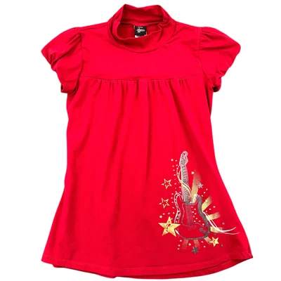 Hannah Montana Red Short Sleeve Guitar Print Graphic Tee Tshirt Girls Large - Image 1 of 4
