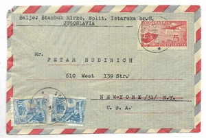 YUGOSLAVIA SPLIT a USA Correo Aéreo POSTAL PAPELERÍA + Sello muy bonito - Imagen 1 de 1