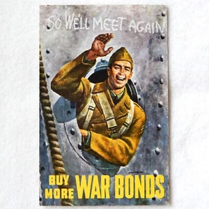 Buy More War Bonds 1940s Vintage Postcard postally unused, World War II WWII WW2 - Picture 1 of 3