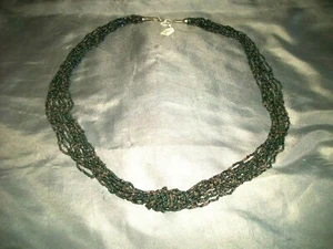 Women's 10 Strand Necklace 33" in Length Brown, Black and Blue Seed Beads New - Picture 1 of 4