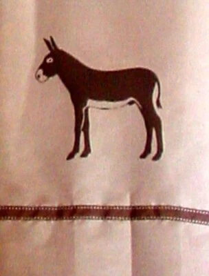 Mule Donkey Shower Curtain Light brown with brown design and ribbon SALE - Image 1 of 3
