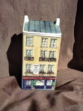 French Ceramic Canister 6.5" Tall x 3" Wide Cafe Au Vieux Paris, Removable Roof 