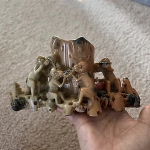 Vintage Soapstone ART SCULPTURE MONKEYS RARE! - Picture 1 of 10