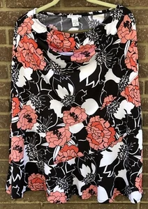 NOTATIONS Women's Skirt Multicolor Floral Elastic Waist Size Medium Stretch EUC - Picture 1 of 8