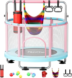 55" Toddler Mini Trampoline for Kids, Indoor Outdoor Toys with Swing, 440Lbs Bab - Picture 1 of 9