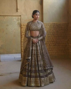 Nuevo Diseñador Lehenga Choli Lengha Indio Boda Fiesta Paquistaní Ropa Bollywood - Imagen 1 de 12