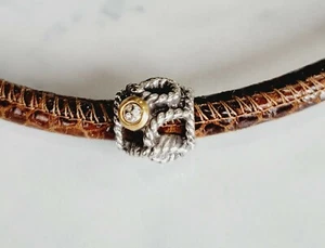 BRIGHTON PYTHON WOODSTOCK BROWN LEATHER Necklace 22 1/2" with Yalta Bead #1 - Picture 1 of 3