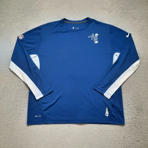 Nike Indianapolis Colts Shirt Mens 2XL XXL Blue Dri-Fit Long Sleeve NFL Football Cover