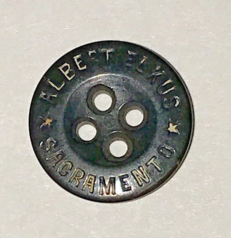 Historic Buttons ALBERT ELKUS Sacramento 1921 Mayor Clothing Store SMUD Bakelite Cover