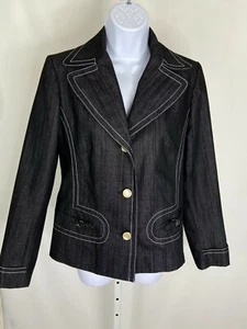 Cole Haan schwarze Chambray Button Down Jacke Peacoat Damengröße 6 - Bild 1 von 5