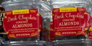 2x Trader Joe’s Chocolate Covered Crunchy Almonds Delicious Rich Dark Chocolate - Picture 1 of 6